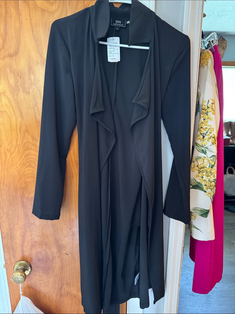 Have Black Draped Open Cardigan Sweater
